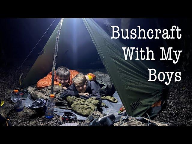 Camping Under A Tarp & Teaching My Boys Bushcraft Skills