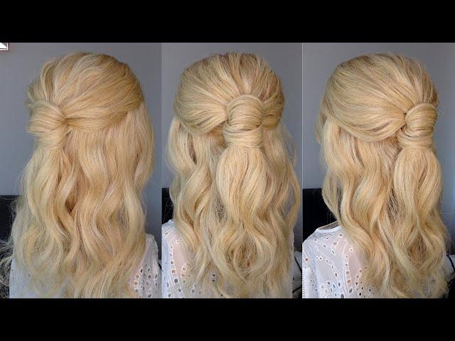 Easy half up half down hairstyle tutorial - for long short thin & thick hair