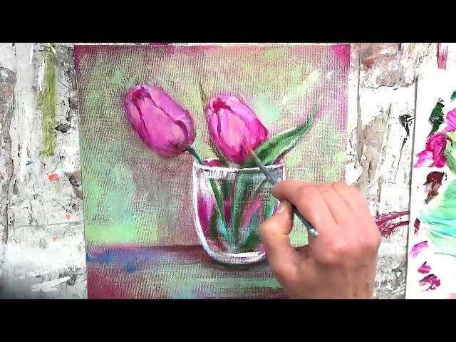 How to Paint Tulips/Acrylic painting/MariArtHome