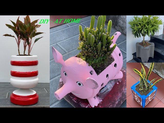 Very easy, simple and creative. Artwork from cement. How to make beautiful flower pots.