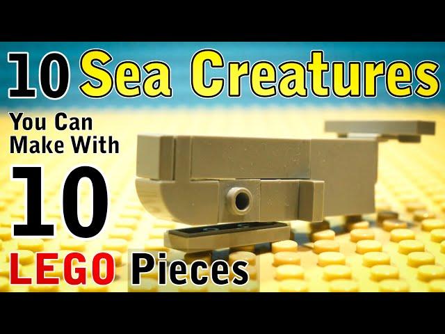 10 Sea Creatures You Can Make With 10 Lego Pieces (Easy to build Lego ocean animals by Gold Puffin)