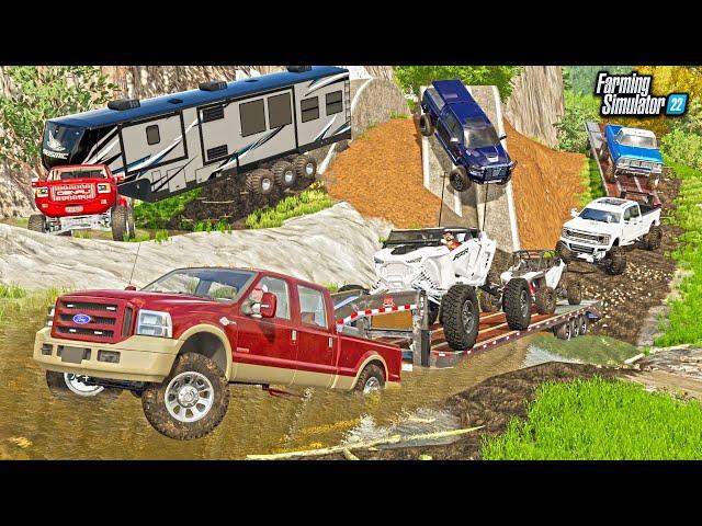 LIFTED TRUCKS GOING MUDDING! (INSANE NEW MUDDING MAP!) | FARMING SIMULATOR 22