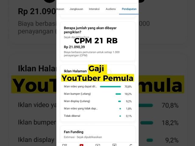 Gaji YouTuber Pemula 2023 #shorts #gajihyoutubepermula