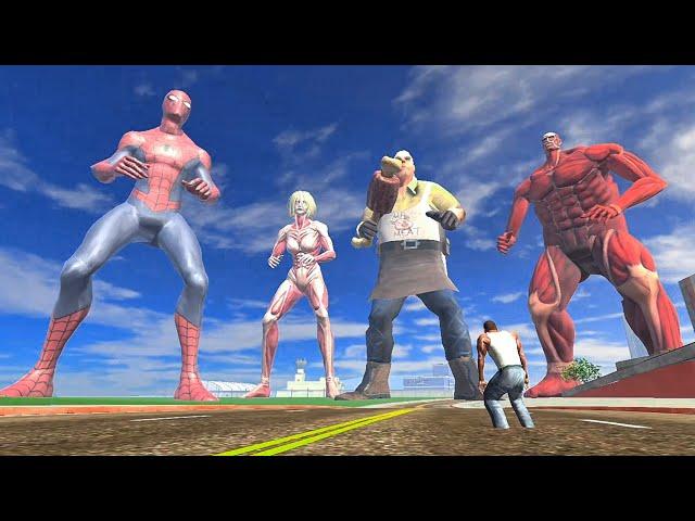 Franklin vs Titan vs Spiderman vs Mr meat in Indian Bikes Driving 3D