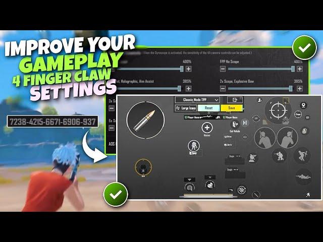 iMprove Your Gameplay 4 Finger Claw Settings and Sensitivity BGMI PUBGm 