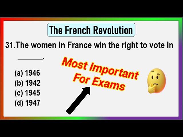 9th Class  History Chapter 1 MCQ (Term 1 Exam) | The French Revolution Class 9 MCQ | Social Science