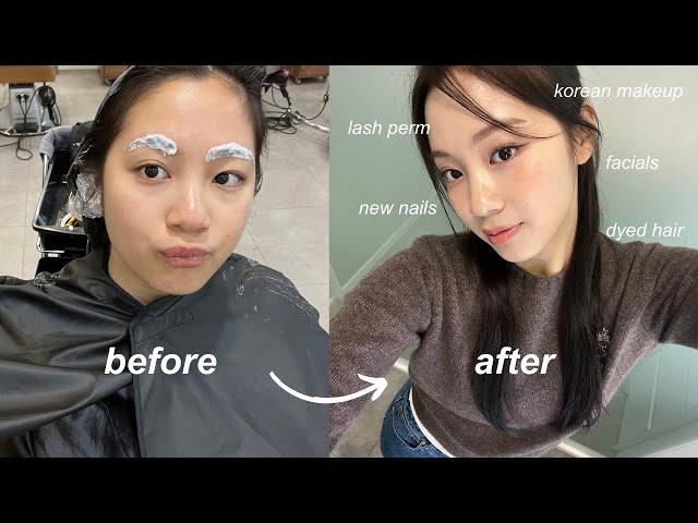 $1000 GLOW UP in KOREA (dyeing my hair, k-pop makeup, lash perm, etc)