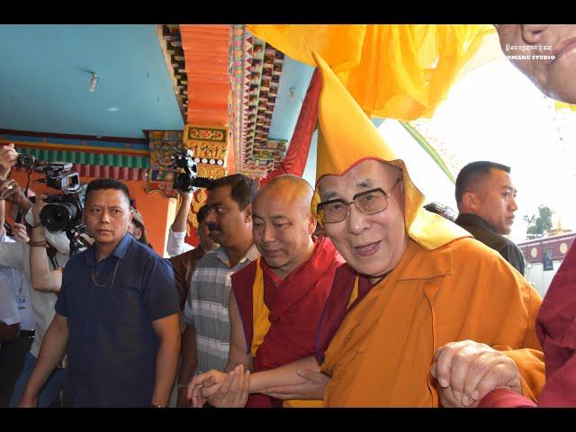 His Holiness The Dalai Lama drove the short distance to Drepung Gomang Monastery