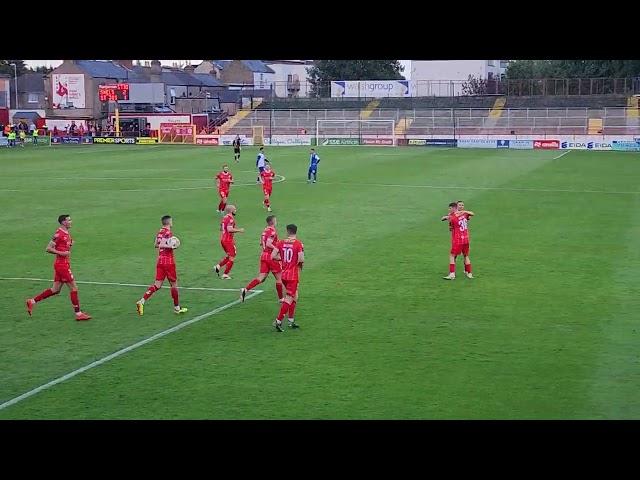 Will Jarvis scores from the spot, Shelbourne vs St. Joseph's of Gibraltar.