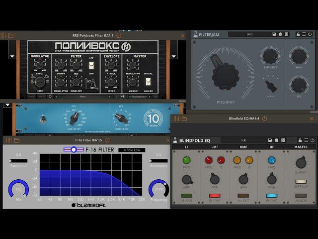 5 Free EQ Filters AUv3 iOS iPad | F-16 Filter | RRS HLF-3C | FilterJam | Blindfold EQ | RRS Polyvoks