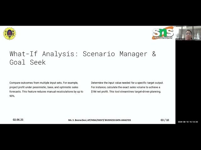 What-If-Analysis | SNS Institutions | Business Data Analysis