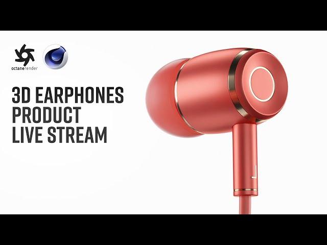 3D Earphones Product Modeling Live | C4D, Octane