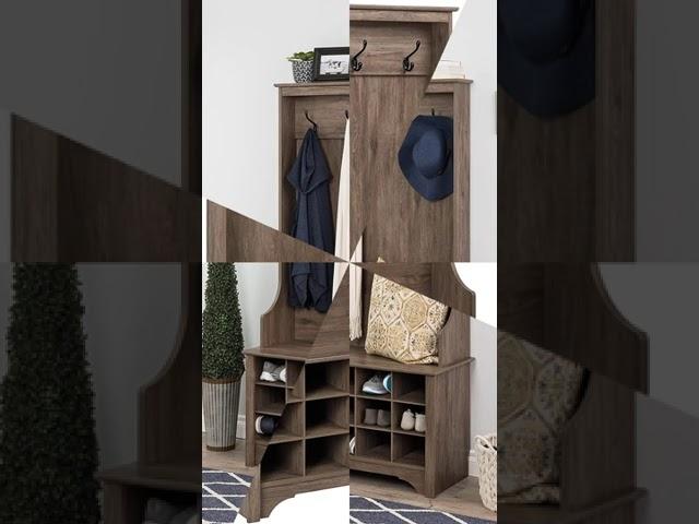 Prepac Hall Tree with Shoe Storage, Drifted Gray