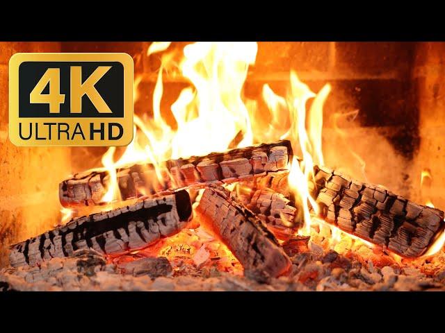 Cozy Fireplace 4K  (10 Hours) Crackling Fire Sounds | No Music