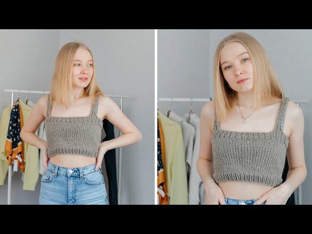 Tutorial knitted top for beginners I Knitted crop top in an evening 