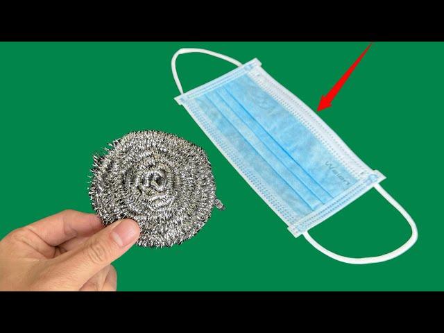 Face Mask & Steel Wool Hack! Amazing Steel Wool Trick ! 口罩妙用！鋼絲球這樣用太神奇！鋼絲球+口罩=驚人效果！必學！マスクとスチールウールの裏技