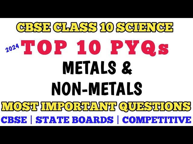 Class 10 CBSE PYQs MCQ Class 10 Metals and Non-metals