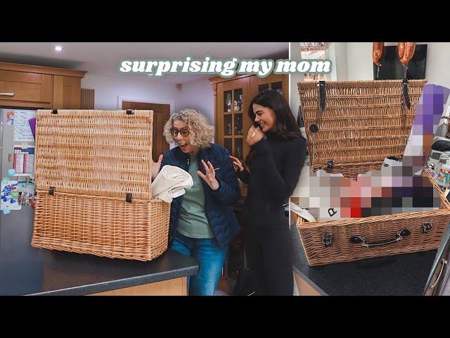 SURPRISING my mom WITH A GIFT BASKET to celebrate 75 soft challenge! 🫶