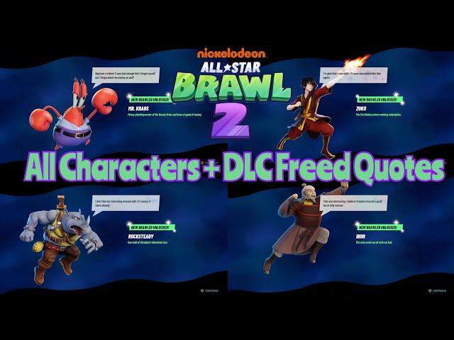 Nickelodeon All-Star Brawl 2: All Characters + DLC Freed Quotes