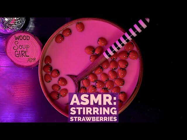30-Minute Nap | Stirring Strawberry Milk ASMR | Wood Soup Girl