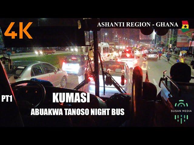 E06 Abuakwa Tanoso Night Traffic Kumasi Sunyani Bus 4K Part 1