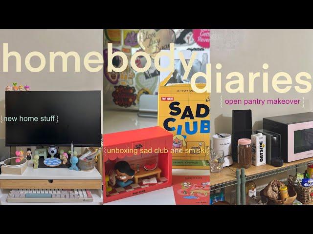 homebody diaries ️ new home stuff, unboxing sad club and smiski, open pantry makeover