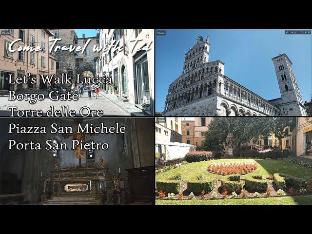 Let's Walk Lucca Italia - Via Fillungo, Torre delle Ore, Piazza San Michele - Part 2 of 4