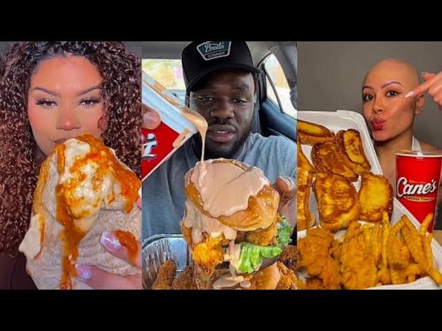 TIKTOK MUKBANG COMPILATION 27 | RAISING CANES   , CHIPOTLE ETC