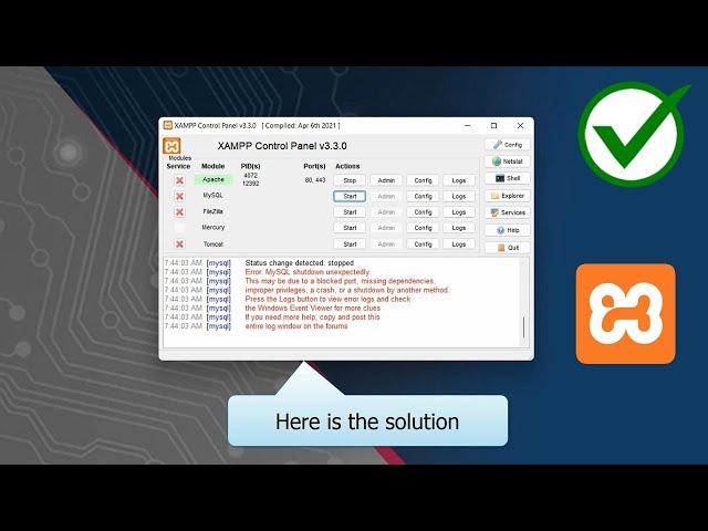  MySQL Shutdown Unexpectedly - XAMPP Server Error in Windows 11/10