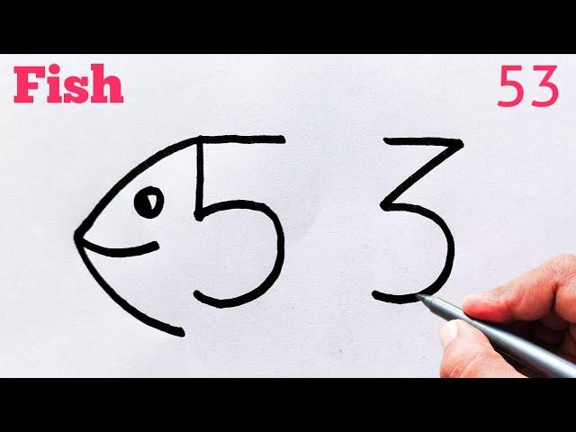 Fish Drawing Easy Form 53 | मछली का चित्र आसानी से बनाए | Fish चित्र