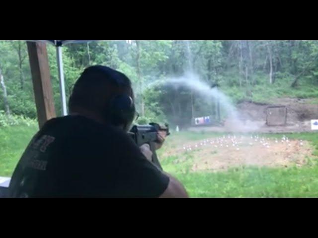 Draco AK-47 Machine Gun incredible muzzle blast deflecting rain