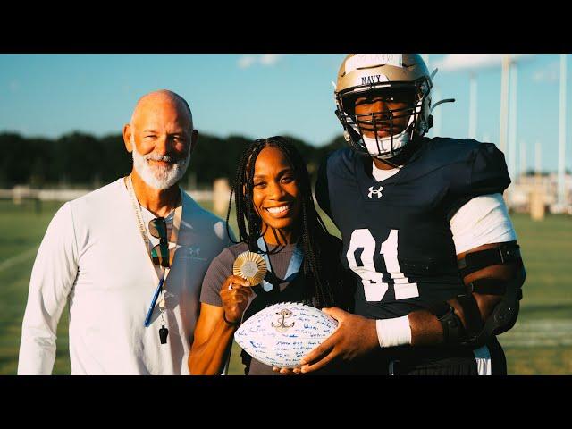 Olympic Gold Medalist Thea LaFond Visits Navy Football