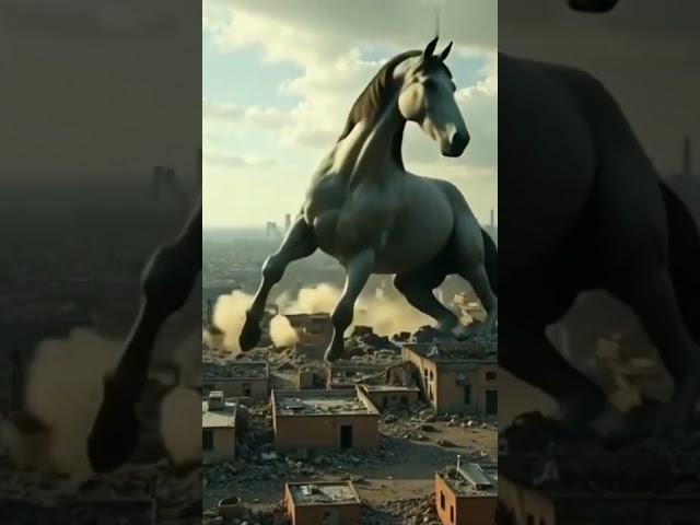 Massive Horse Crushes City in Surreal Video"#viral, #viralzone #trendingshorts #fypシ゚ #foryou #ai