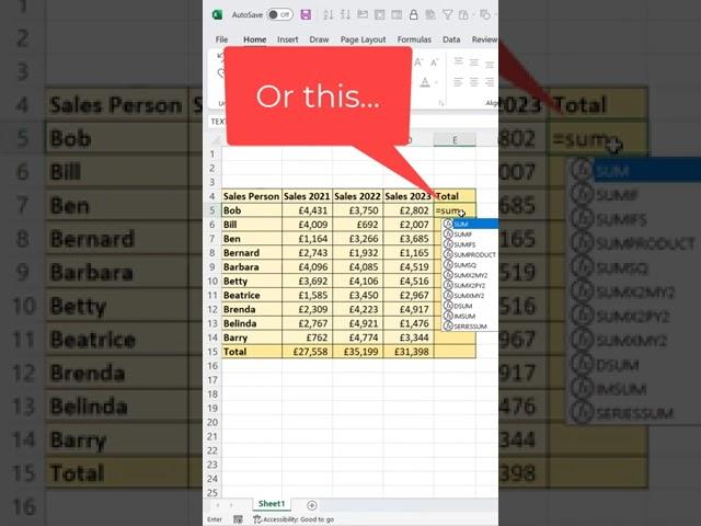 Excel Hack - Shortcut to Create Totals For Multiple Rows and Columns at Once