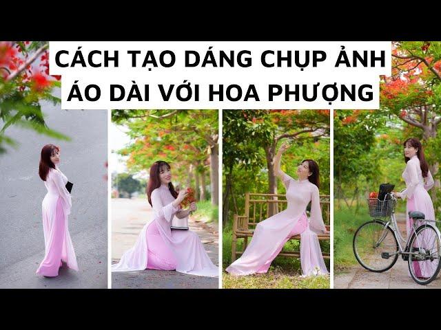 Cách tạo dáng chụp ảnh áo dài với hoa phượng | Miss Áo Dài