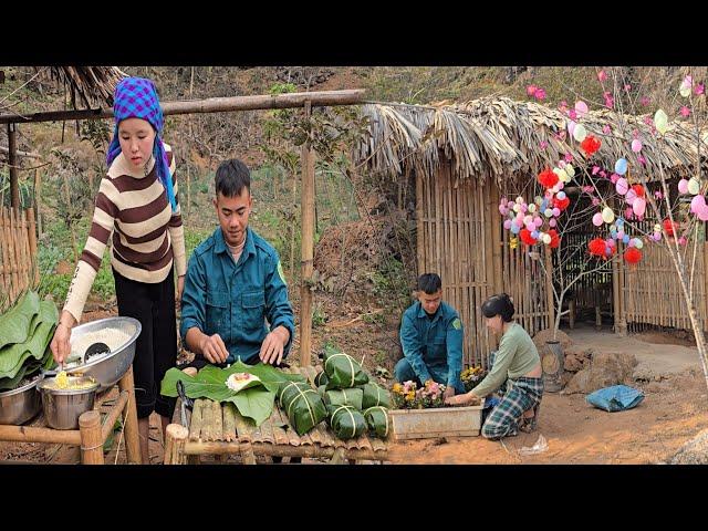 30 days and nights with kind man peach tree decoration, pick vegetables - making Banh Chung to sell