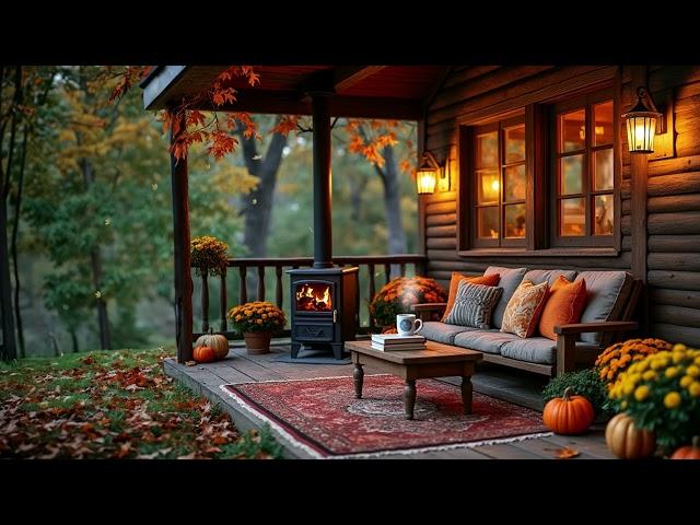 Super Relaxing Fall Porch | Porch Ambience for Sleep and Relaxation #relaxingrain #rainyporch