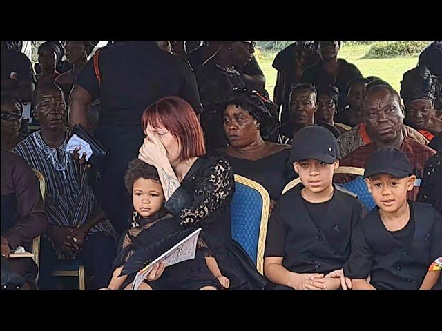 Christian Atsu wife and children in tears  at his burial service