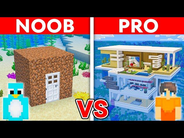 NOOB vs PRO: UNDERWATER STARTER HOUSE Build Challenge in Minecraft