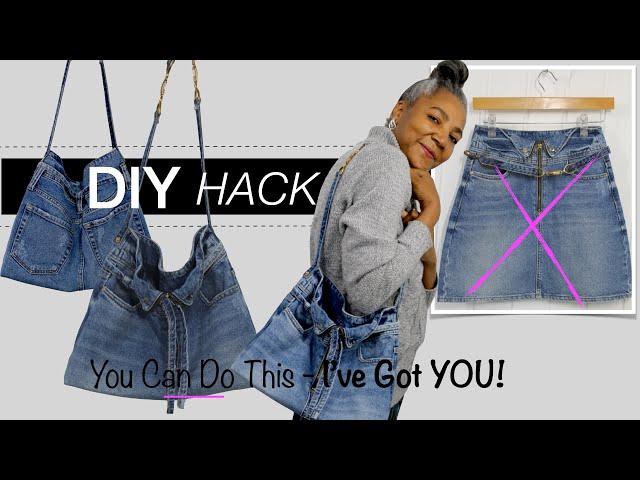 How to refashion An Old Mini Denim into Cute Denim Bag | DIY Upcycle