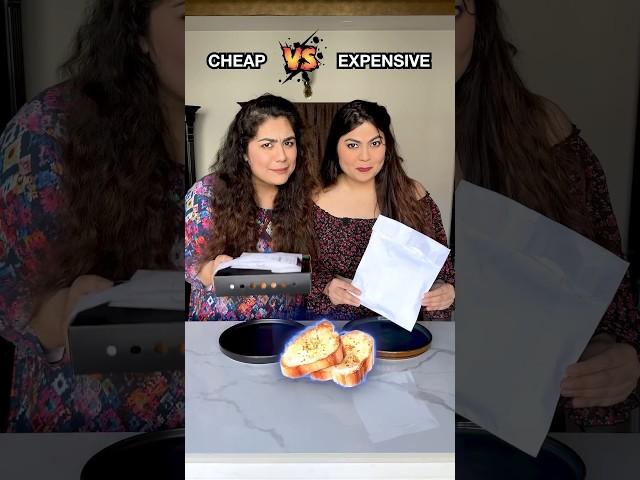 Cheap vs. Expensive Garlic Bread Comparison! #thakursisters #foodchallenge #shorts