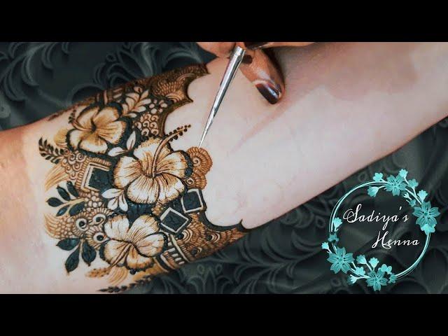 Full Hand Bridal Mehndi Designs for Hand ||Dulhan Mehndi Design||hibiscus in henna|Sadiya's Henna #1