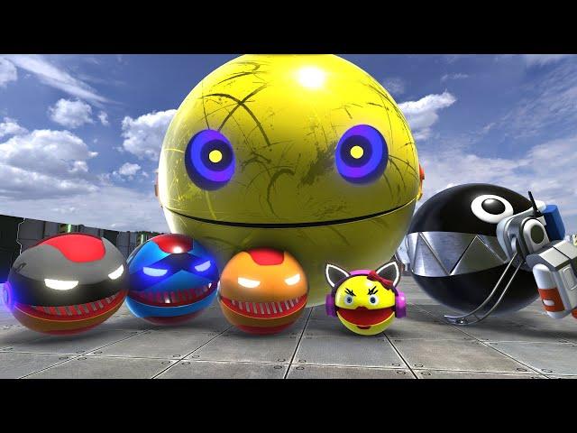 Pacman & Robot Pacman & Chain Chomp VS Gang Iron Man Pacman !!