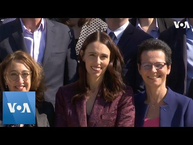 New Zealand PM Jacinda Arden Talks Social Media in Paris