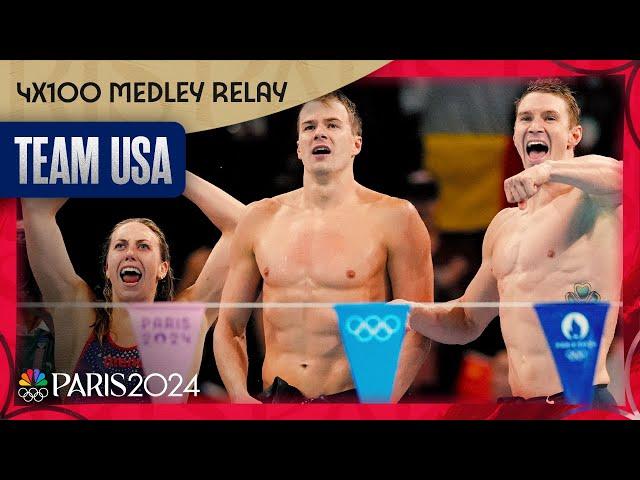 Team USA sets WORLD RECORD in 4x100 mixed medley win over China, Australia | Paris Olympics