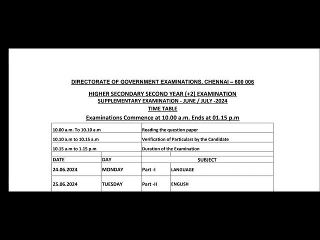 Supplementary Exam time table 2023-2024||june -2024