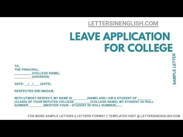 Leave Application To College Principal - Sample Leave Application