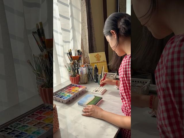 Paint a beautiful landscape with me #youtubeshorts #shortvideo #painting #landscape #artist