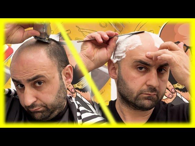 Asmr Haircut with Straight Razor | Relaxing Scalp Shaving Sounds