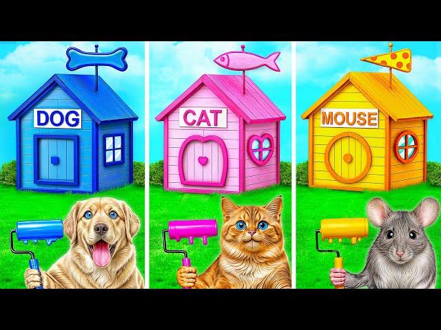 One Colored House Challenge with Dog, Cat and Hamster by Multi DO Smile